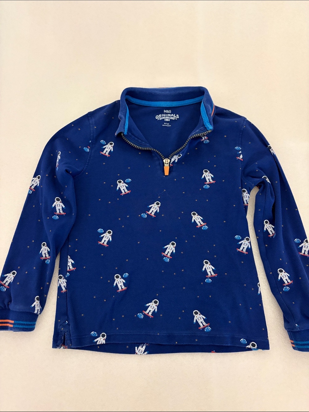 Marks & Spencer Blue Astronaut Print Quarter-Zip Top